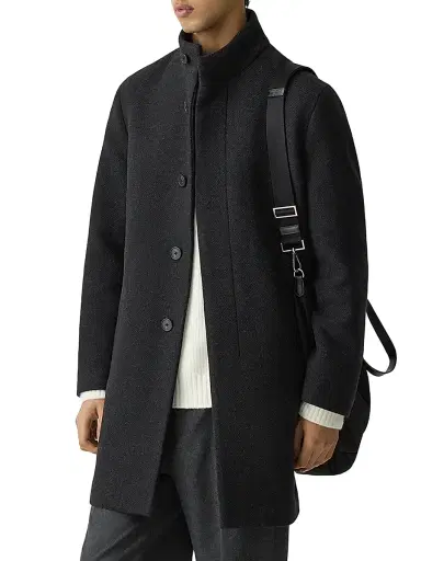Theory Men's Belvin Melton-Textured Wool-Blend Coat | Thumbnail 3 Theory Men's Belvin Melton-Textured Wool-Blend Coat | Thumbnail 3