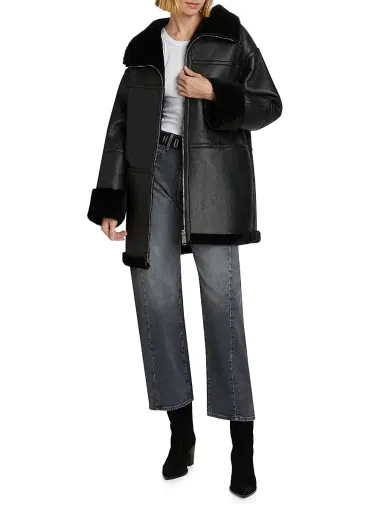 Mercer Collective Women's Ally Reversible Faux-Leather Coat - Black | Thumbnail 2