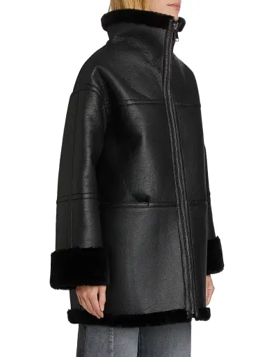 Mercer Collective Women's Ally Reversible Faux-Leather Coat - Black | Thumbnail 4