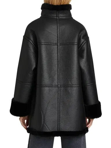 Mercer Collective Women's Ally Reversible Faux-Leather Coat - Black | Thumbnail 5