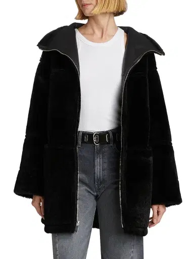 Mercer Collective Women's Ally Reversible Faux-Leather Coat - Black | Thumbnail 6