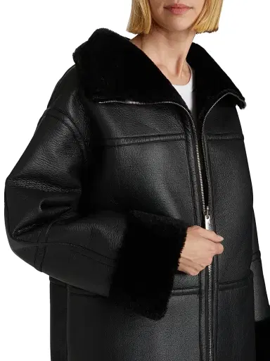 Mercer Collective Women's Ally Reversible Faux-Leather Coat - Black | Thumbnail 7
