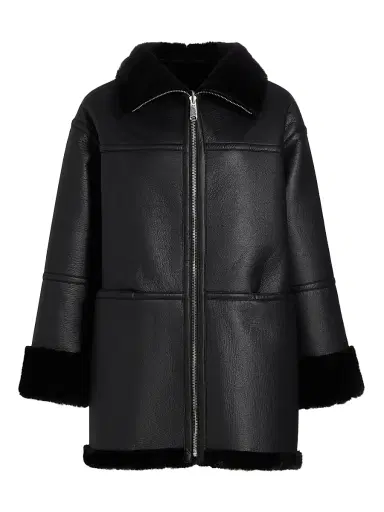 Mercer Collective Women's Ally Reversible Faux-Leather Coat - Black | Thumbnail 1