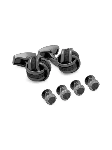 Tateossian Men's 6-Piece Gunmetal Plate Knot Cufflink & Tuxedo Stud Set - Black | Thumbnail 1 Tateossian Men's 6-Piece Gunmetal Plate Knot Cufflink & Tuxedo Stud Set - Black | Thumbnail 1