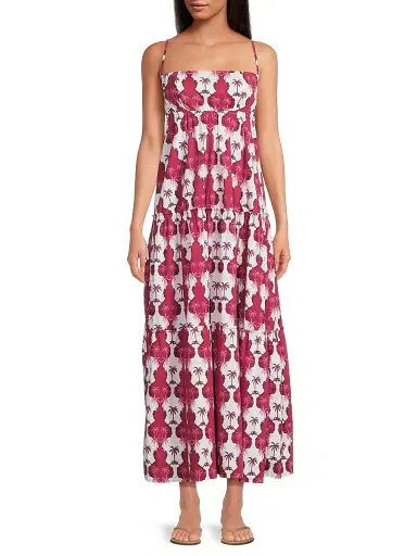 Peixoto Women's Printed Stretch-Cotton Maxi Dress - Pink Palma - Size XL | Thumbnail 3