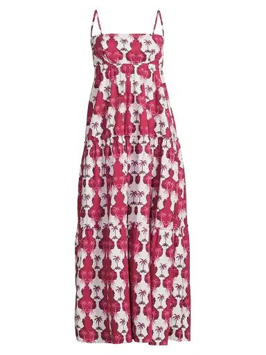 Peixoto Women's Printed Stretch-Cotton Maxi Dress - Pink Palma - Size XL | Thumbnail 1