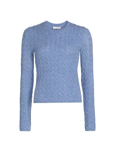 Altuzarra Women's Milla Cashmere Cable-Knit Crewneck Sweater - Light Blue - Size XS | Thumbnail 1 Altuzarra Women's Milla Cashmere Cable-Knit Crewneck Sweater - Light Blue - Size XS | Thumbnail 1