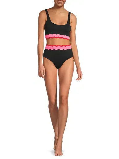 BEACH RIOT Women's Harriet High-Rise Bikini Bottom - Electric Wave - Size Medium | Thumbnail 2