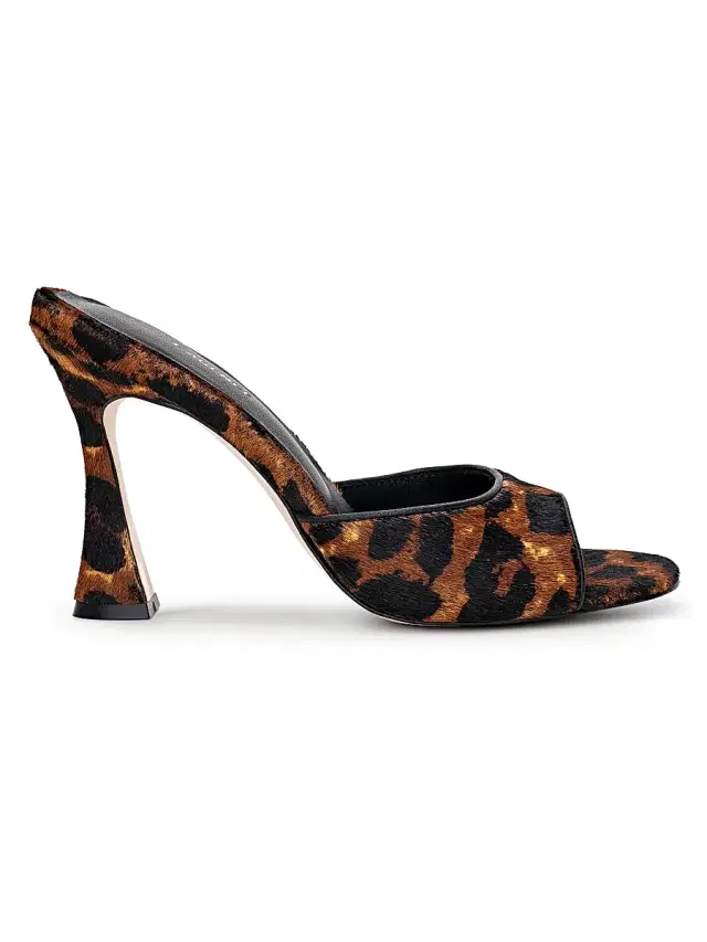 L'AGENCE Women's Avery II 100MM Calf Hair-Leather Sandals - Leopard Hair Calf