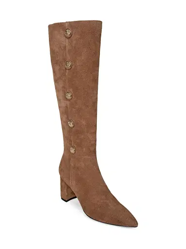 L'AGENCE Women's Octavie 75MM Embellished Suede Boots - Sand Suede | Thumbnail 2