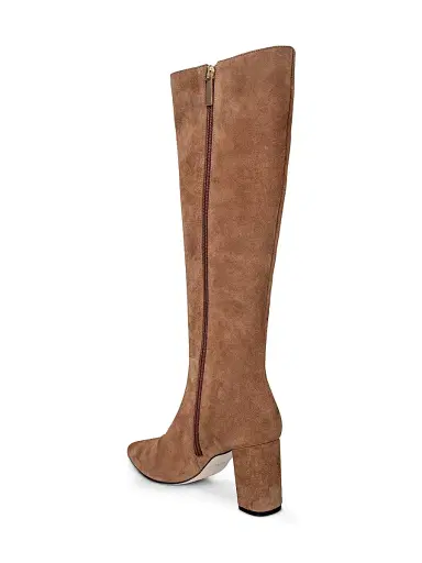 L'AGENCE Women's Octavie 75MM Embellished Suede Boots - Sand Suede | Thumbnail 3
