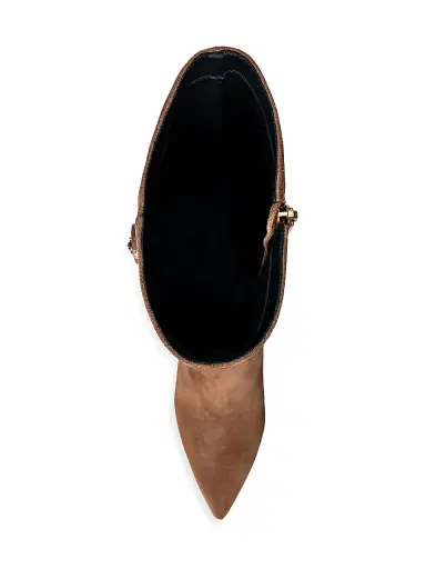 L'AGENCE Women's Octavie 75MM Embellished Suede Boots - Sand Suede | Thumbnail 5
