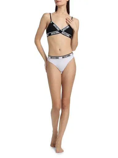 MOSCHINO Women's Intimo Donna Logo Thongs 2-Pack - White - Size XL | Thumbnail 2