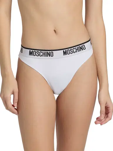 MOSCHINO Women's Intimo Donna Logo Thongs 2-Pack - White - Size XL | Thumbnail 3