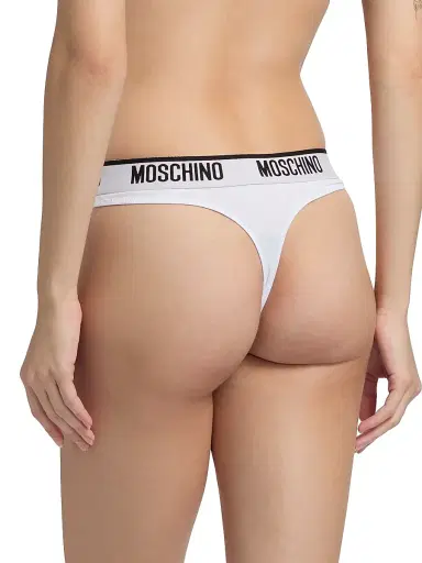 MOSCHINO Women's Intimo Donna Logo Thongs 2-Pack - White - Size XL | Thumbnail 4