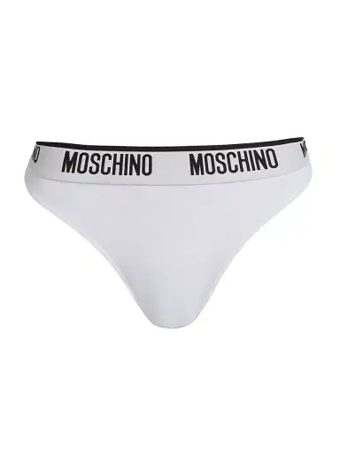 MOSCHINO Women's Intimo Donna Logo Thongs 2-Pack - White - Size XL | Thumbnail 1