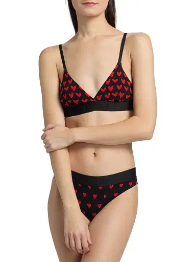 MOSCHINO Women's Intimo Donna M Hearts Triangle Bra - Multi Black - Size XL | Thumbnail 3 MOSCHINO Women's Intimo Donna M Hearts Triangle Bra - Multi Black - Size XL | Thumbnail 3