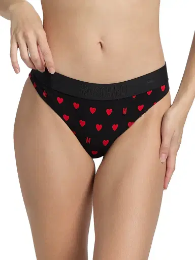 MOSCHINO Women's Intimo Donna 2-Pack M Hearts Brief Set - Multi Black - Size Large | Thumbnail 3