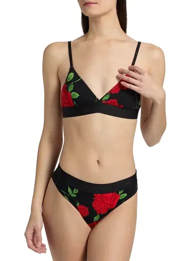 MOSCHINO Women's Intimo Donna Rose Triangle Bra | Thumbnail 3 MOSCHINO Women's Intimo Donna Rose Triangle Bra | Thumbnail 3