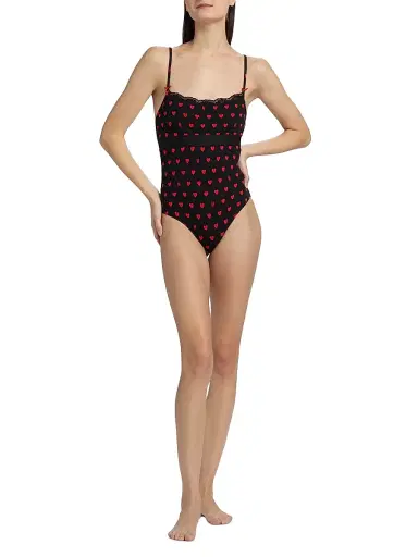 MOSCHINO Women's Intimo Donna M Hearts Bodysuit - Multi Black - Size Large | Thumbnail 2