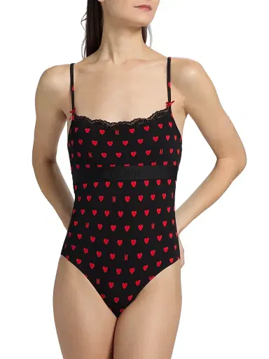 MOSCHINO Women's Intimo Donna M Hearts Bodysuit - Multi Black - Size Large | Thumbnail 3