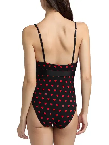 MOSCHINO Women's Intimo Donna M Hearts Bodysuit - Multi Black - Size Large | Thumbnail 4