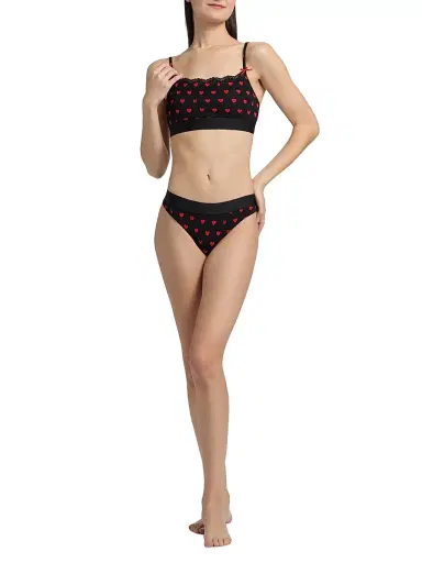 MOSCHINO Women's Intimo Donna M Hearts Bralette - Multi Black - Size XL | Thumbnail 2 MOSCHINO Women's Intimo Donna M Hearts Bralette - Multi Black - Size XL | Thumbnail 2