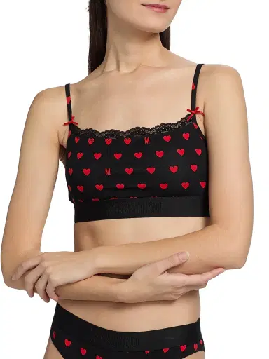 MOSCHINO Women's Intimo Donna M Hearts Bralette - Multi Black - Size XL | Thumbnail 5 MOSCHINO Women's Intimo Donna M Hearts Bralette - Multi Black - Size XL | Thumbnail 5