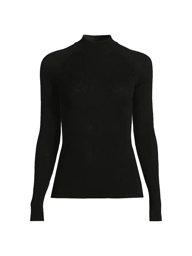 Majestic Filatures Women's Merino Wool-Silk Knit Long-Sleeve Sweater - Noir