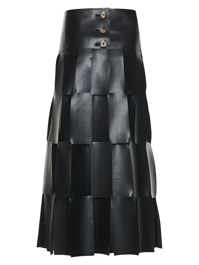 Women's Multi Rectangle Double-Layered Midi-Skirt - Black