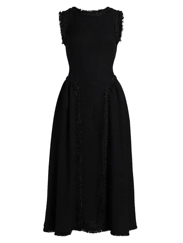 Self-Portrait Women's Open-Back Boucle Midi-Dress - Black