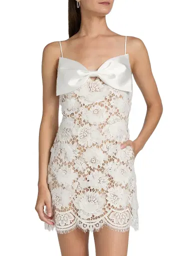 Self-Portrait Women's Bow-Detailed Floral Lace Sleeveless Minidress | Thumbnail 3 Self-Portrait Women's Bow-Detailed Floral Lace Sleeveless Minidress | Thumbnail 3