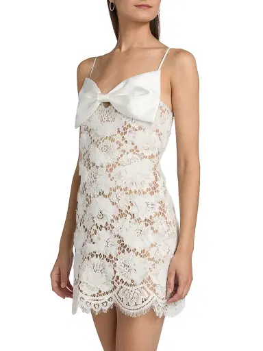 Self-Portrait Women's Bow-Detailed Floral Lace Sleeveless Minidress | Thumbnail 4 Self-Portrait Women's Bow-Detailed Floral Lace Sleeveless Minidress | Thumbnail 4