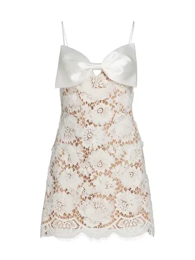 Self-Portrait Women's Bow-Detailed Floral Lace Sleeveless Minidress | Thumbnail 1 Self-Portrait Women's Bow-Detailed Floral Lace Sleeveless Minidress | Thumbnail 1