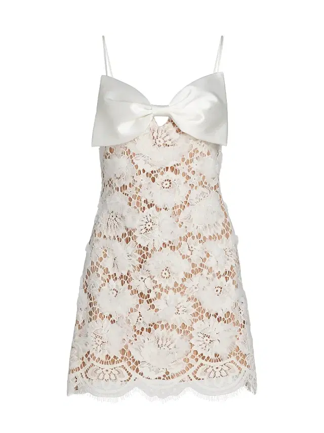 Women's Bow-Detailed Floral Lace Sleeveless Minidress - White