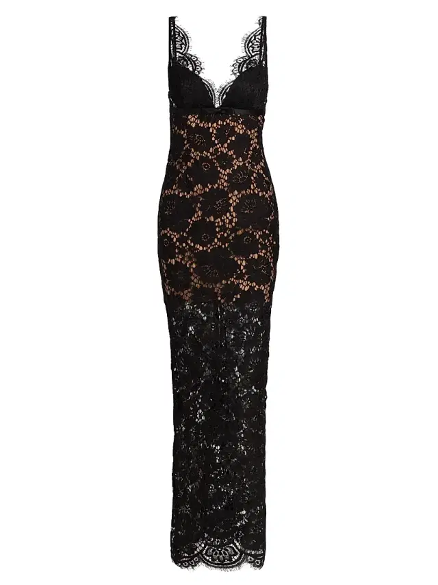 Self-Portrait Women's Floral Lace V-Neck Maxi Dress - Black