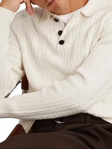 Reiss Men's Evesham Cable-Knit Sweater - Winter White - Size XXL | Thumbnail 2 Reiss Men's Evesham Cable-Knit Sweater - Winter White - Size XXL | Thumbnail 2