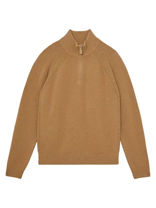Reiss Men's Charming Wool-Blend Quarter-Zip Sweater - Camel - Size XXL
