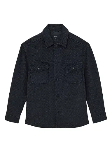 Reiss Men's Compton Herringbone Overshirt - Navy | Thumbnail 1