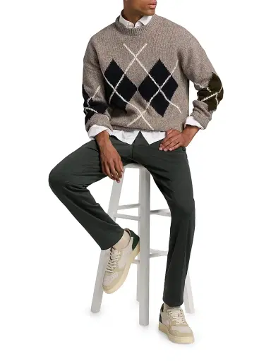 Reiss Men's Argyle Wool-Blend Sweater - Oatmeal | Thumbnail 2