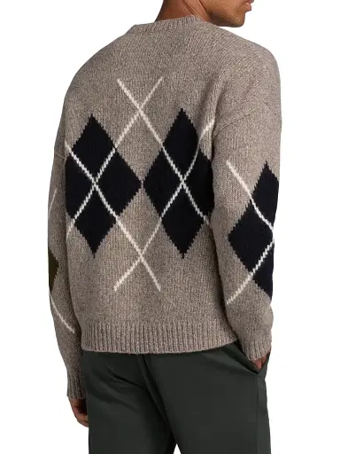 Reiss Men's Argyle Wool-Blend Sweater - Oatmeal | Thumbnail 5