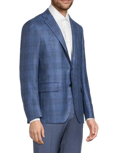 Canali Men's Kei Silk-Cashmere Trim-Fit Solid Sport Coat - Blue - Size 50 | Thumbnail 4 Canali Men's Kei Silk-Cashmere Trim-Fit Solid Sport Coat - Blue - Size 50 | Thumbnail 4