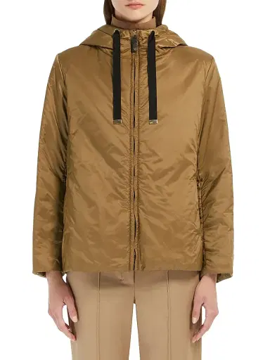 Max Mara Women's Padded Hooded Jacket in Water Repellent Canvas - Caramel - Size 12 | Thumbnail 2 Max Mara Women's Padded Hooded Jacket in Water Repellent Canvas - Caramel - Size 12 | Thumbnail 2