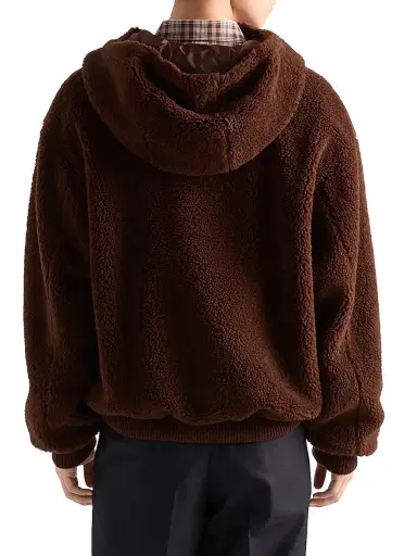 Prada Men's Wool Blend Hoodie - Brown | Thumbnail 3