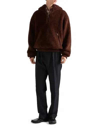 Prada Men's Wool Blend Hoodie - Brown | Thumbnail 7