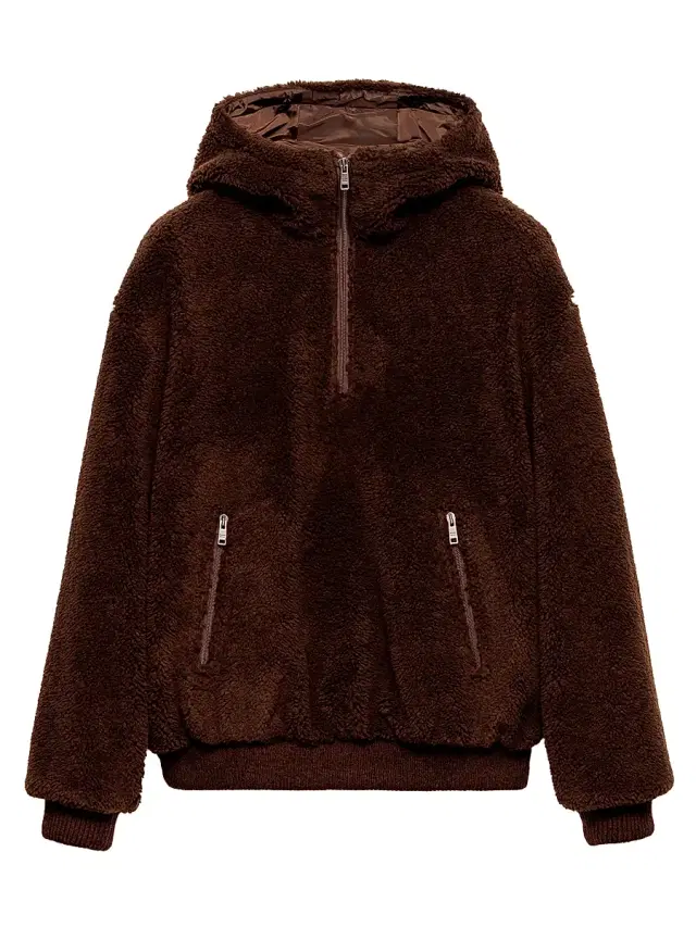 Men's Wool Blend Hoodie - Brown
