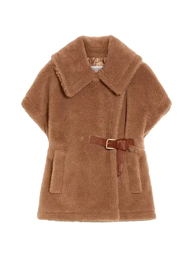 Women's Teddy Fabric Cape - Camel