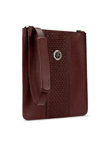 Stefano Ricci Men's Handmade Calfskin Messenger Bag - Dark Red | Thumbnail 2