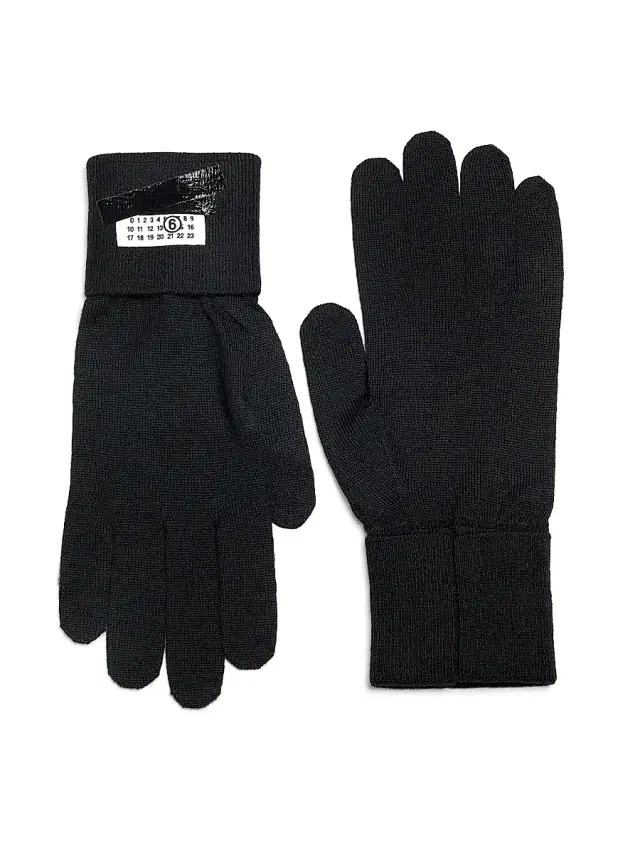 Men's Logo Patch Wool-Nylon Gloves - Black