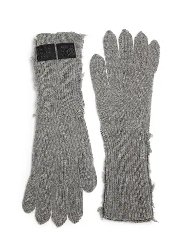 MM6 Maison Margiela Men's Wool-Nylon Gloves - Grey Melange | Thumbnail 1
